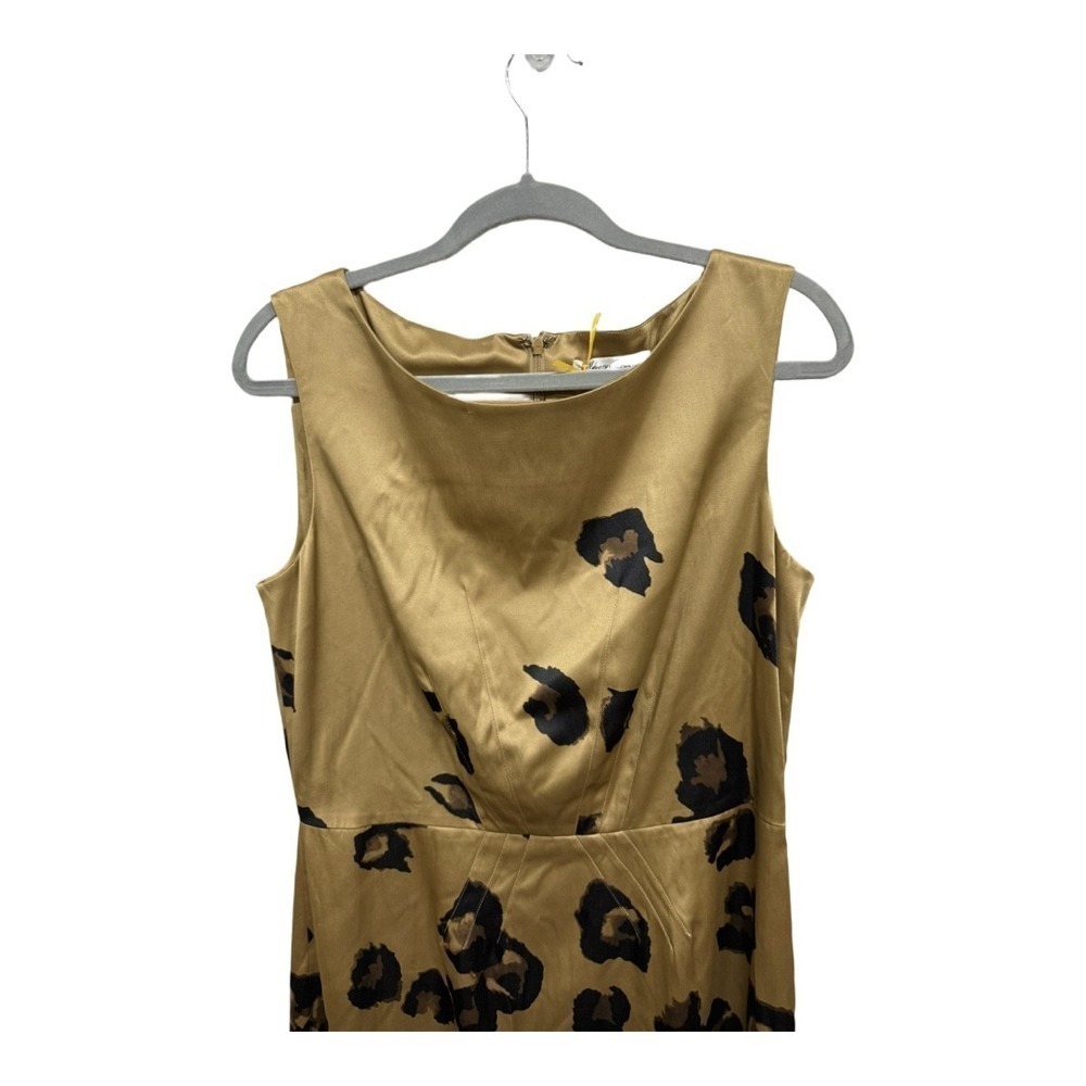 Kenneth Cole Animal Print Pencil Dress Brown Black Spots Size 10 Formal - Picture 2 of 7
